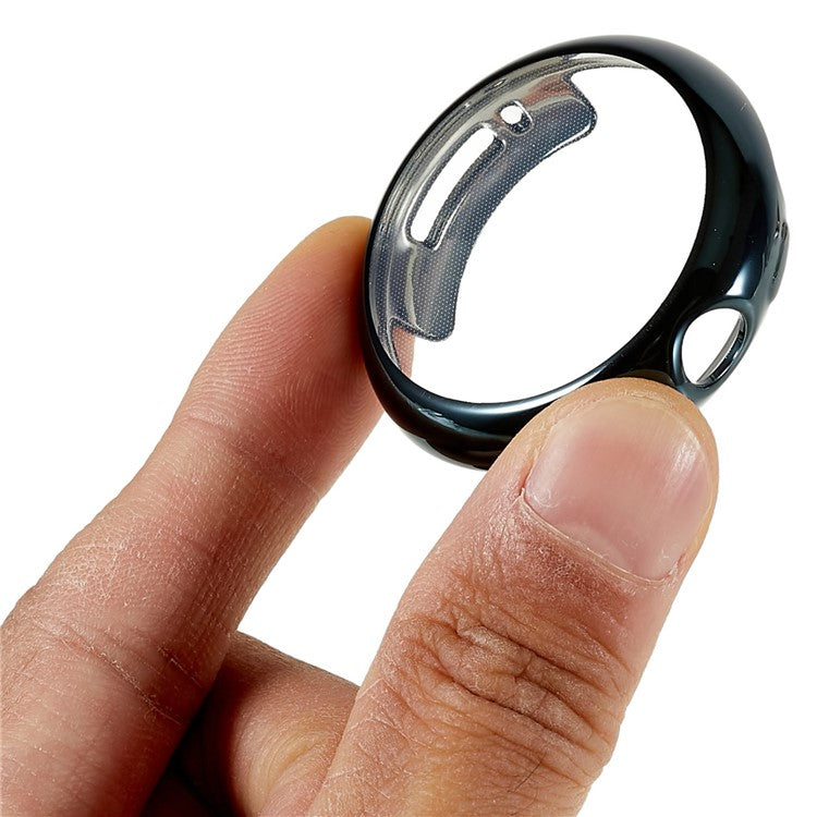 For Google Pixel Watch 2 / Pixel Watch Full Protection Soft TPU Watch Case Anti-scratch Electroplating Metal Color Frame Cover - Blackish Green