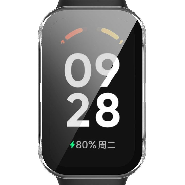 Watch Case for Xiaomi Redmi Band 2, Hard PC Full Protection Cover with Tempered Glass Screen Protector - Transparent