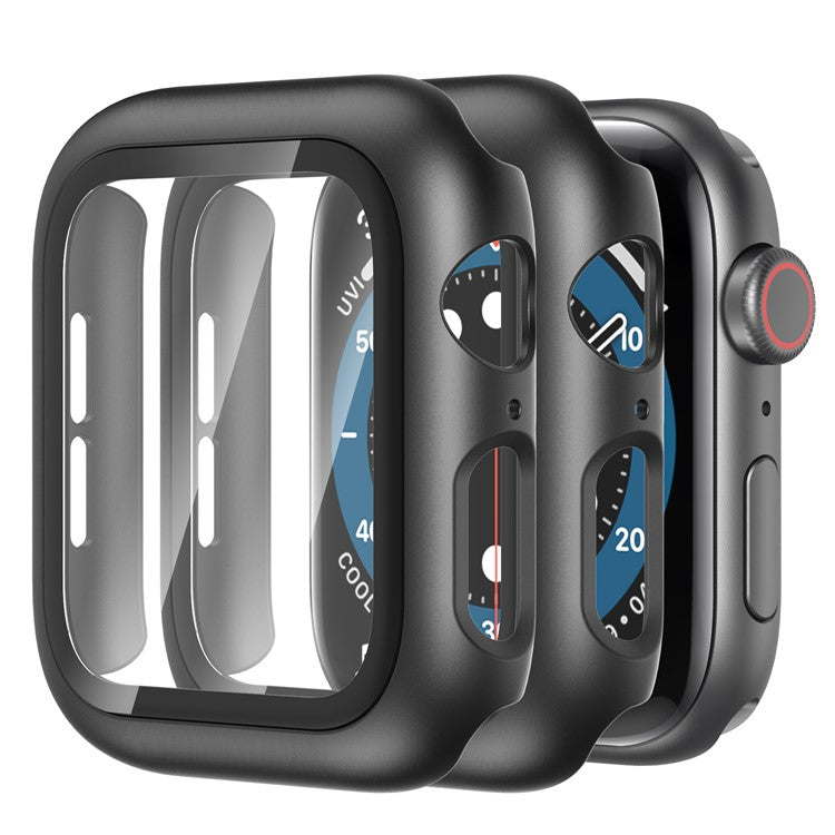 AHASTYLE WG46 2Pcs PC Case with Tempered Glass Film for Apple Watch Ultra / Series 8 / 7 / 6 / 5 / 4 / SE / SE (2022) / 3 / 2 / 1 - For Apple Watch Series 3 / 2 / 1 38mm / Black