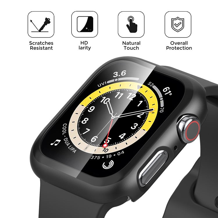 AHASTYLE WG46 2Pcs PC Case with Tempered Glass Film for Apple Watch Ultra / Series 8 / 7 / 6 / 5 / 4 / SE / SE (2022) / 3 / 2 / 1 - For Apple Watch Series 3 / 2 / 1 38mm / Black