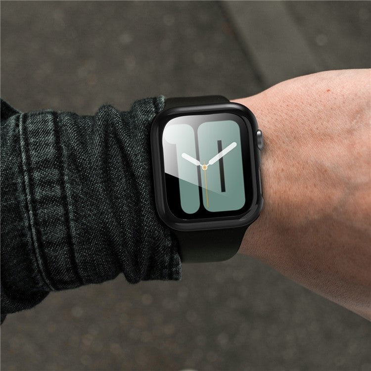 AHASTYLE WG46 2Pcs PC Case with Tempered Glass Film for Apple Watch Ultra / Series 8 / 7 / 6 / 5 / 4 / SE / SE (2022) / 3 / 2 / 1 - For Apple Watch Series 3 / 2 / 1 38mm / Black