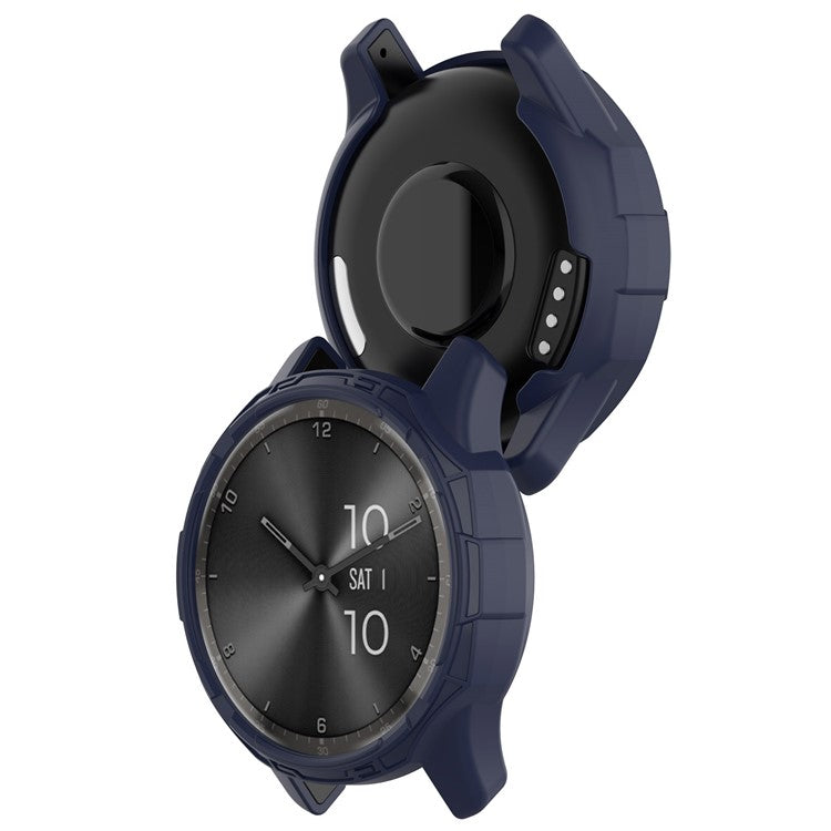 For Garmin vivomove Trend Drop-proof TPU Watch Case Hollow Bumper Frame Cover - Midnight Blue