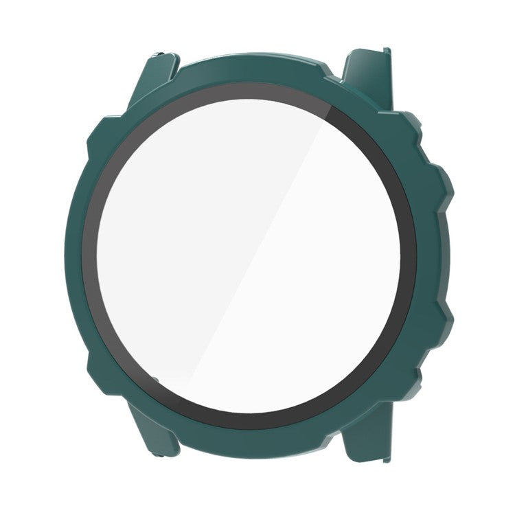 For Huami Amazfit Falcon Hard PC Case with Tempered Glass Screen Protector Overall Shockproof Cover - Pine Needle Green