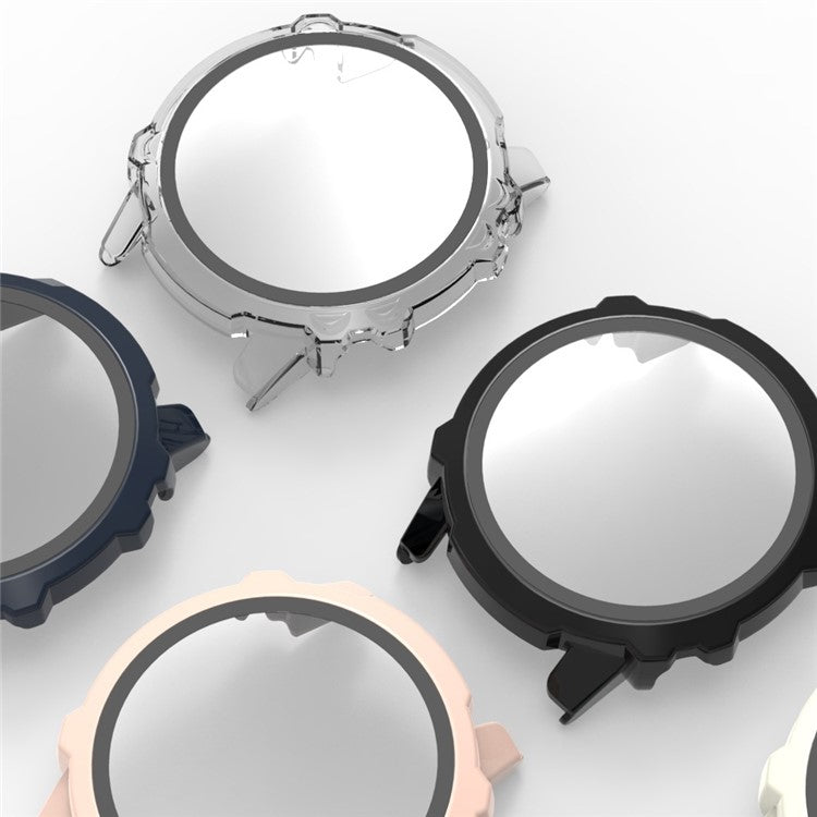 For Huami Amazfit Falcon Hard PC Case with Tempered Glass Screen Protector Overall Shockproof Cover - Pine Needle Green