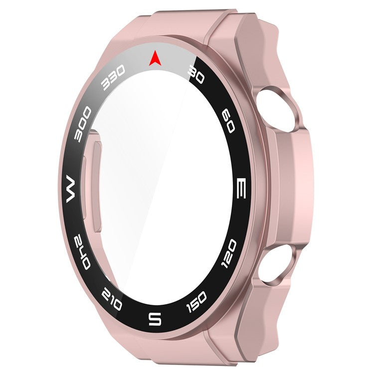For Huawei Watch Ultimate Hard PC Watch Case All Around Shockproof Cover with Tempered Glass Film - Rose Gold