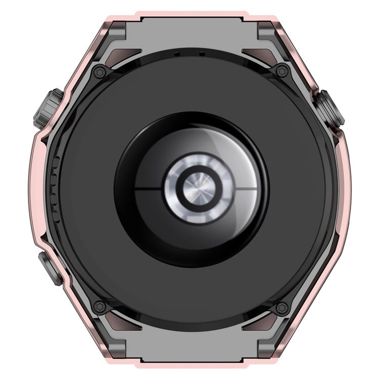 For Huawei Watch Ultimate Hard PC Watch Case All Around Shockproof Cover with Tempered Glass Film - Rose Gold