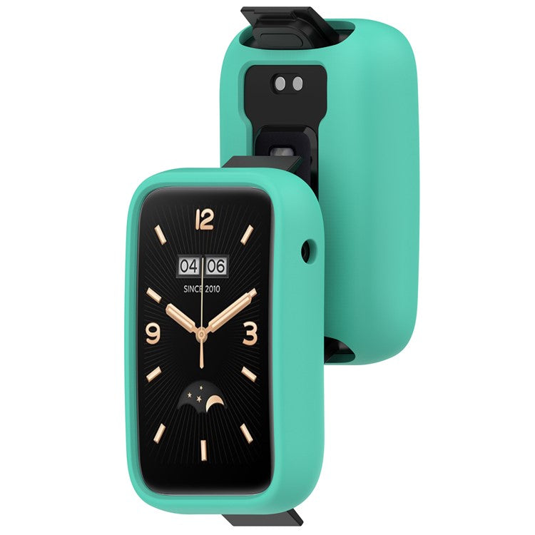 For Xiaomi Mi Band 7 Pro Silicone Case Smart Watch Protective Cover Half Hollow Watch Case - Light Green
