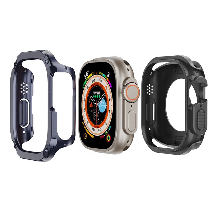 For Apple Watch Ultra 2 49mm / Ultra 49mm TPU+PC Watch Case Shockproof Protective Watch Frame Cover - Midnight Blue