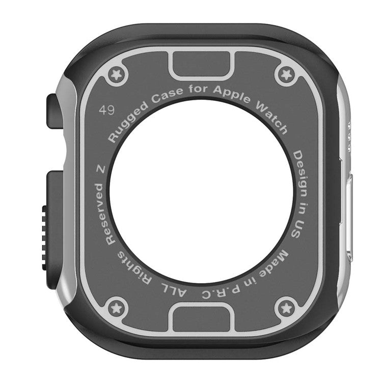 For Apple Watch Ultra 2 49mm / Ultra 49mm TPU+PC Watch Case Shockproof Protective Watch Frame Cover - Silver