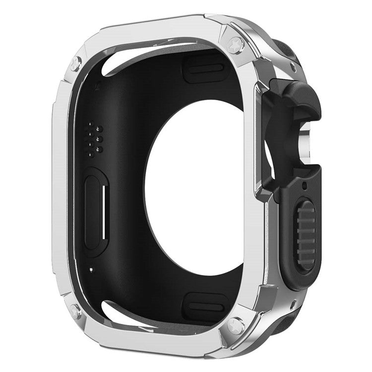 For Apple Watch Ultra 2 49mm / Ultra 49mm TPU+PC Watch Case Shockproof Protective Watch Frame Cover - Silver
