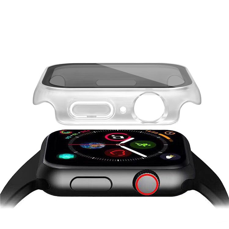 For Apple Watch Series 6 / 5 / 4 / SE / SE (2022) 40mm Matte PC Watch Case with Anti-spy Tempered Glass Film - Transparent