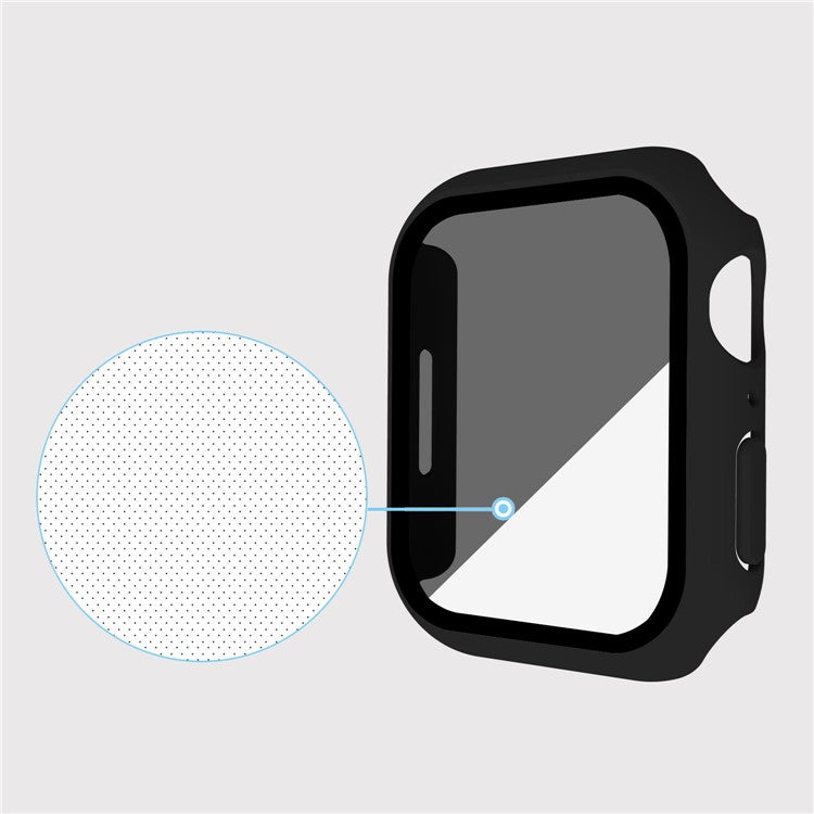 For Apple Watch Series 9 / 8 / 7 41mm Watch Case Hard PC Matte Cover with Anti-spy Tempered Glass Film - Black
