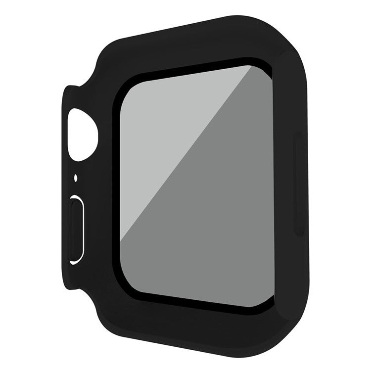 For Apple Watch Series 9 / 8 / 7 41mm Watch Case Hard PC Matte Cover with Anti-spy Tempered Glass Film - Black