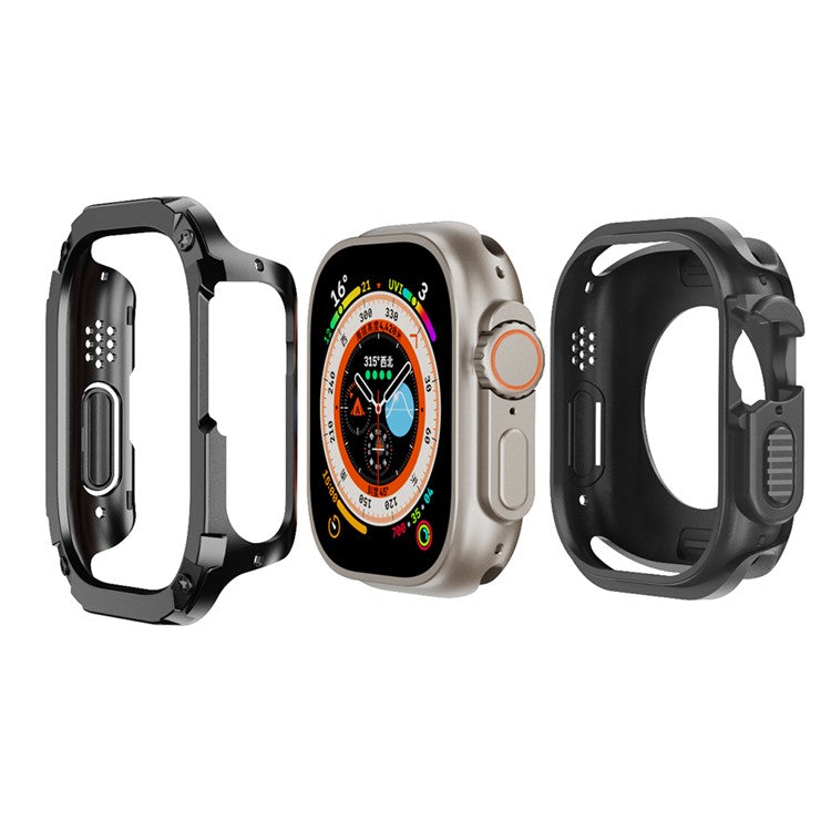 Watch Case for Apple Watch Series 9 / 8 / 7 41mm / 6 5 4 SE (2022) SE 40mm TPU+PC Shockproof Frame Cover - Black