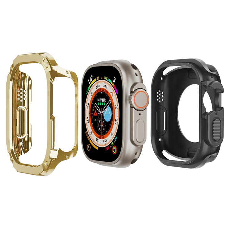 Watch Case for Apple Watch Series 9 / 8 7 41mm / 6 5 4 SE (2022) SE 40mm TPU+PC Shockproof Frame Cover - Gold