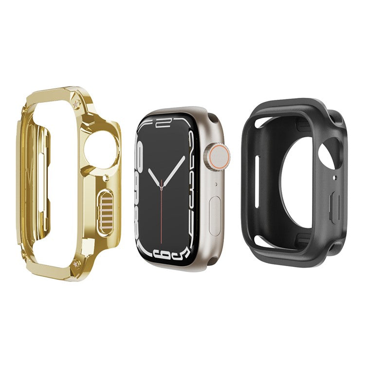 For Apple Watch Series 6 5 4 SE SE (2022) 44mm / 9 / 8 / 7 45mm Watch Case TPU+PC Anti-drop Cover - Gold