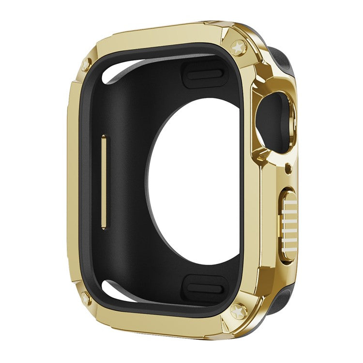 For Apple Watch Series 6 5 4 SE SE (2022) 44mm / 9 / 8 / 7 45mm Watch Case TPU+PC Anti-drop Cover - Gold