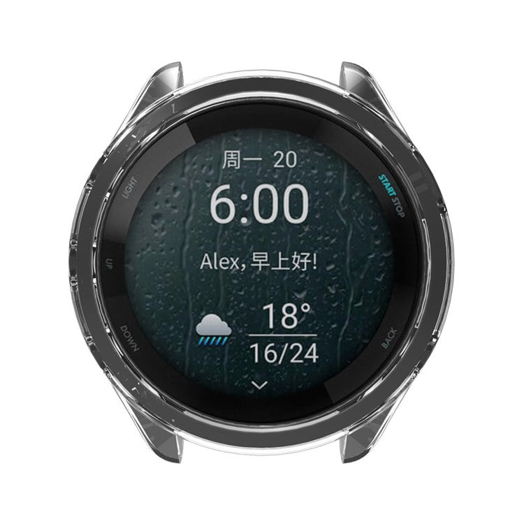 ENKAY HAT PRINCE for Garmin Forerunner 265S Anti-drop Watch Case Transparent TPU Protective Frame Cover - Black