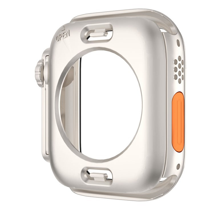 Waterproof Full Coverage Cover for Apple Watch Series 9 / 8 / 7 45mm , Hard PC Watch Case with Tempered Glass Screen Protector - Starlight Silver
