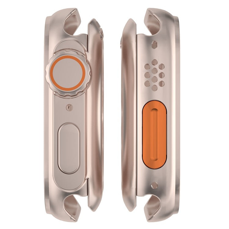 For Apple Watch Series 9 / 8 / 7 41mm Waterproof Case Ultra-Thin Shockproof Hard PC Cover with Tempered Glass Screen Protector - Rose Gold