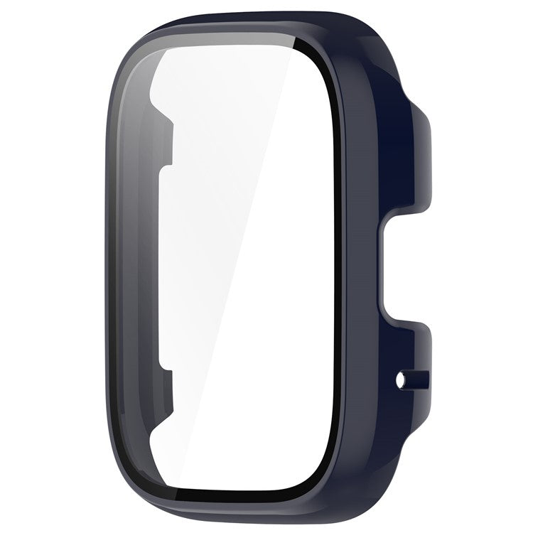 For Xiaomi Redmi Watch 3 Lite / Watch 3 Active Overall PC Case with Tempered Glass Film Ultra-Thin Watch Guard Cover - Ink Blue