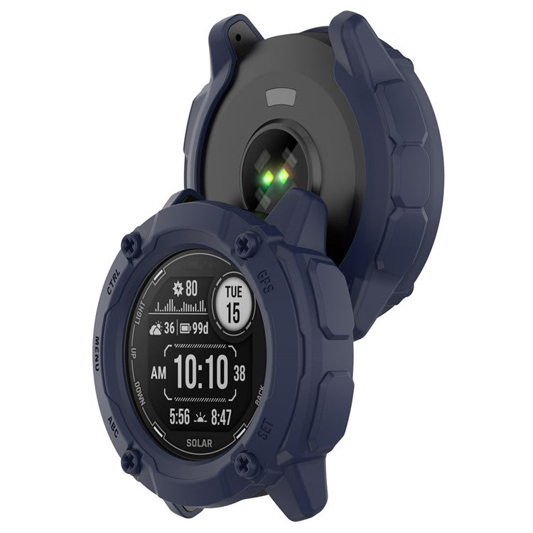 Anti-Fall TPU Hollow Cover for Garmin Instinct 2X Quick Release Sports Watch Case Cover - Midnight Blue