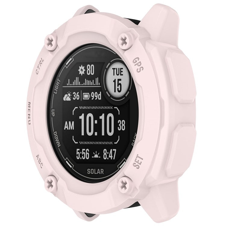 Anti-Fall TPU Hollow Cover for Garmin Instinct 2X Quick Release Sports Watch Case Cover - Light Pink