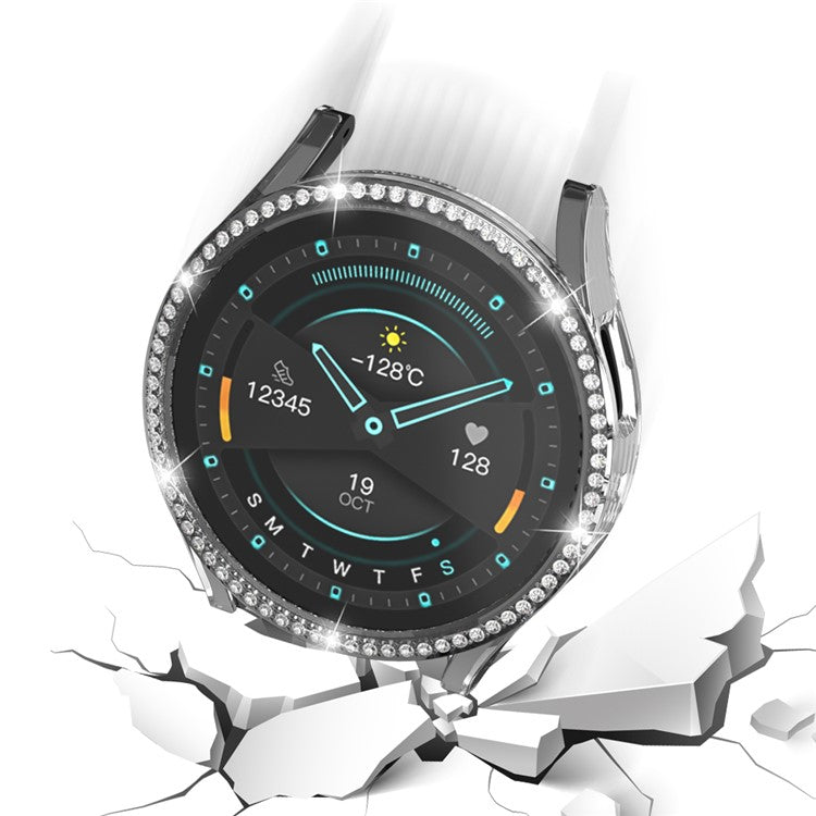 Hard PC Case Cover for Samsung Galaxy Watch6 40mm Rhinestone Decorated Hollow Watch Case Protector - Transparent