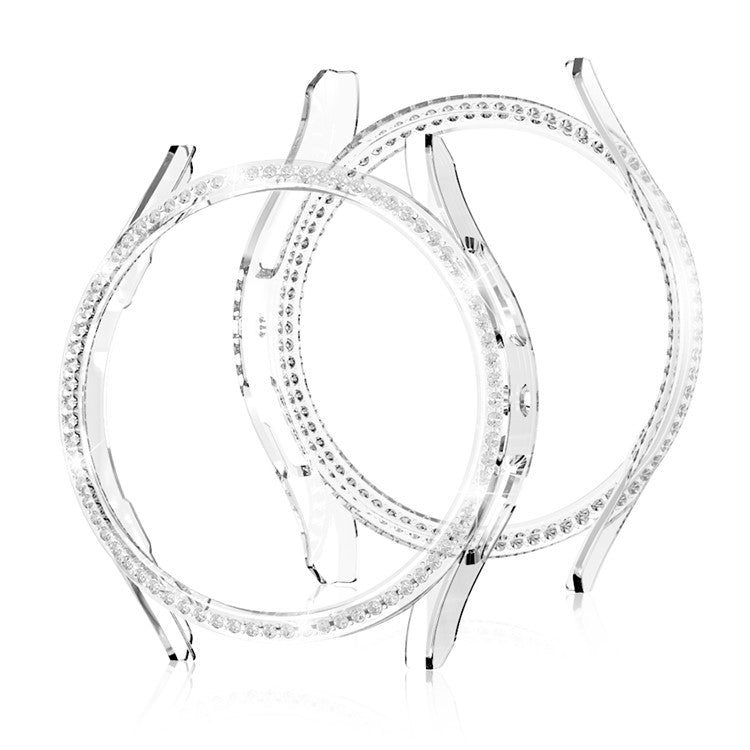 Hard PC Case Cover for Samsung Galaxy Watch6 40mm Rhinestone Decorated Hollow Watch Case Protector - Transparent