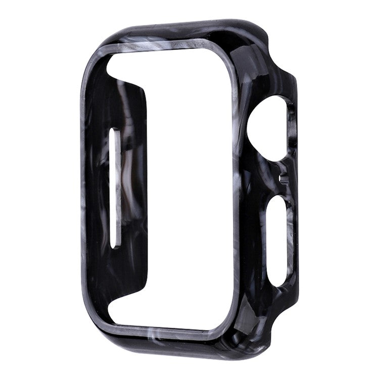 For Apple Watch Series 4 / 5 / 6 / SE / SE (2022) 44mm Quick Release Pattern Watch Case Sports Watch Resin Case Cover - Black Flower