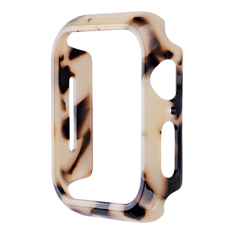 For Apple Watch Series 9 / 8 / 7 45mm Patterned Resin Watch Case Anti-Drop Smart Watch Case Cover - Cow Pattern