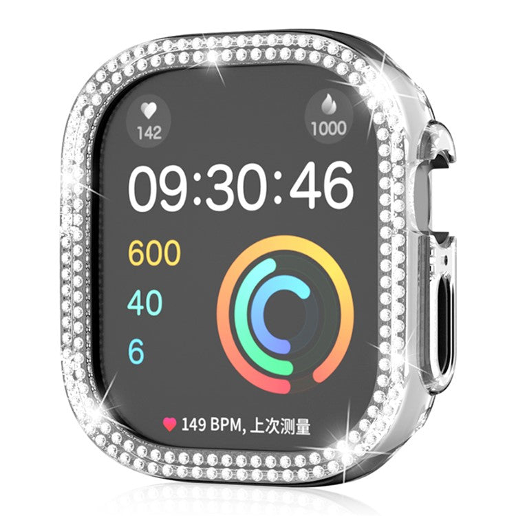For Apple Watch Ultra 2 49mm / Ultra 49mm Hollow PC Watch Frame Cover Dual-Row Rhinestone Decor Smartwatch Case - Transparent