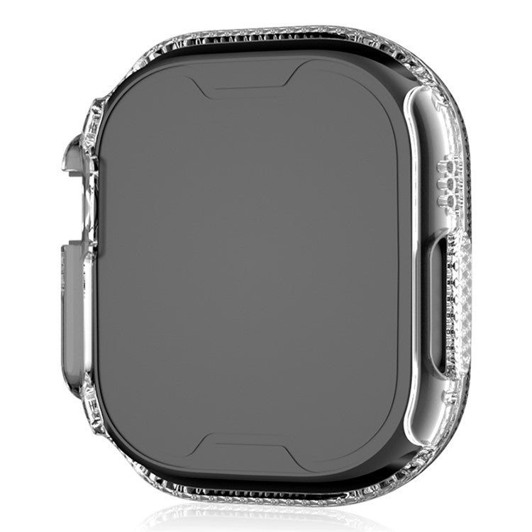For Apple Watch Ultra 2 49mm / Ultra 49mm Hollow PC Watch Frame Cover Dual-Row Rhinestone Decor Smartwatch Case - Transparent
