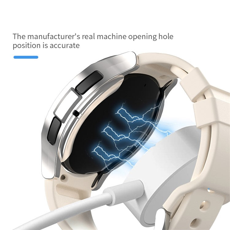 For Samsung Galaxy Watch6 44mm Anti-collision Matte Watch Case PC Hollow Protective Frame - Apricot