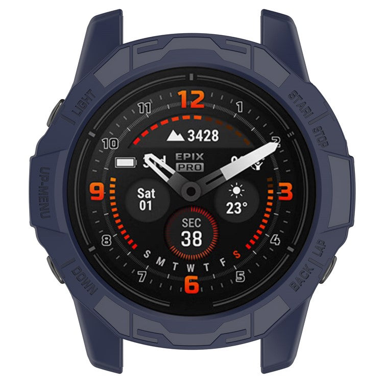 For Garmin epix Pro (Gen 2) 42mm / Fenix 7S Pro / 7S 42mm Half Wrapped Protective Case Soft TPU Hollow Watch Cover Frame - Midnight Blue