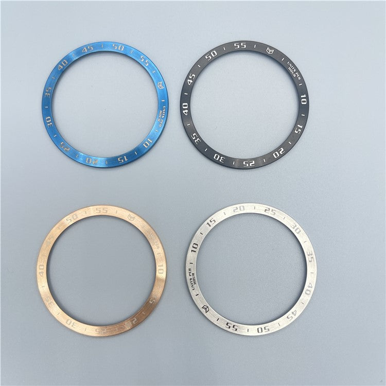 For Samsung Galaxy Watch6 Classic 43mm Bezel Ring Stainless Steel Wristwatch Bezel Insert Loop Replacement (Type A) - Rose Gold / White Characters