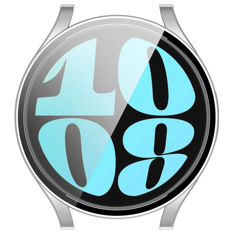 For Samsung Galaxy Watch6 40mm Hard PC Watch Case Protective Frame Integrated with Tempered Glass Film - Silver