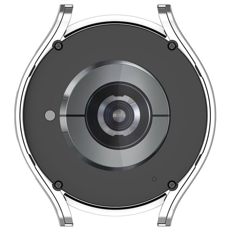 For Samsung Galaxy Watch6 40mm Hard PC Watch Case Protective Frame Integrated with Tempered Glass Film - Silver