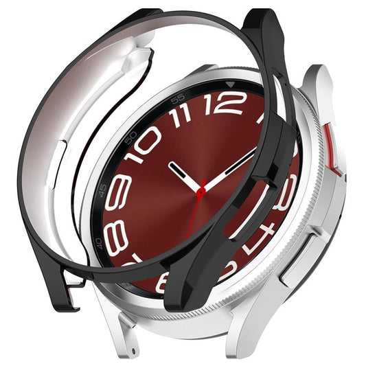 For Samsung Galaxy Watch6 Classic 47mm Electroplating TPU Watch Case Hollow Anti-collision Frame - Black