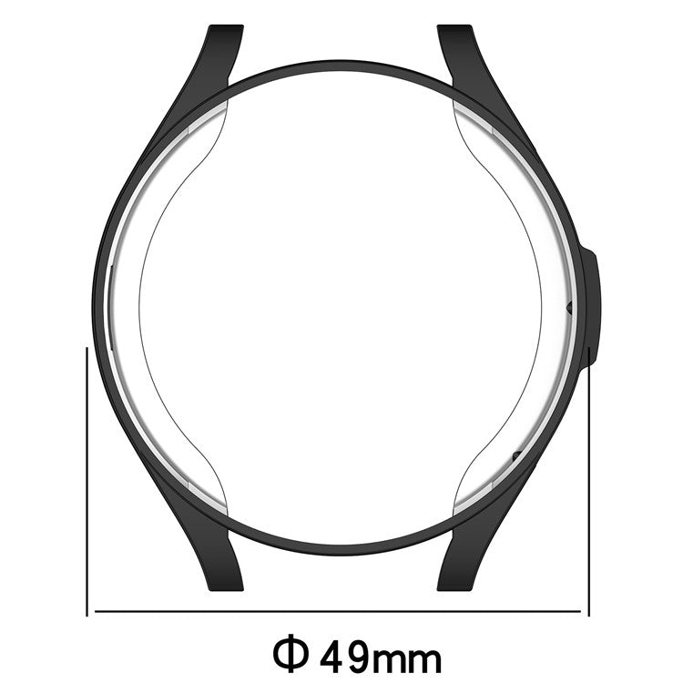 For Samsung Galaxy Watch6 Classic 47mm Electroplating TPU Watch Case Hollow Anti-collision Frame - Black
