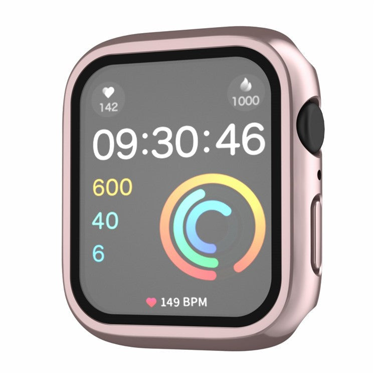 Watch Case for Apple Watch Series 4 / 5 / 6 / SE / SE (2022) 44mm , IP68 Waterproof Hard PC Cover with Tempered Glass Film - Rose Gold