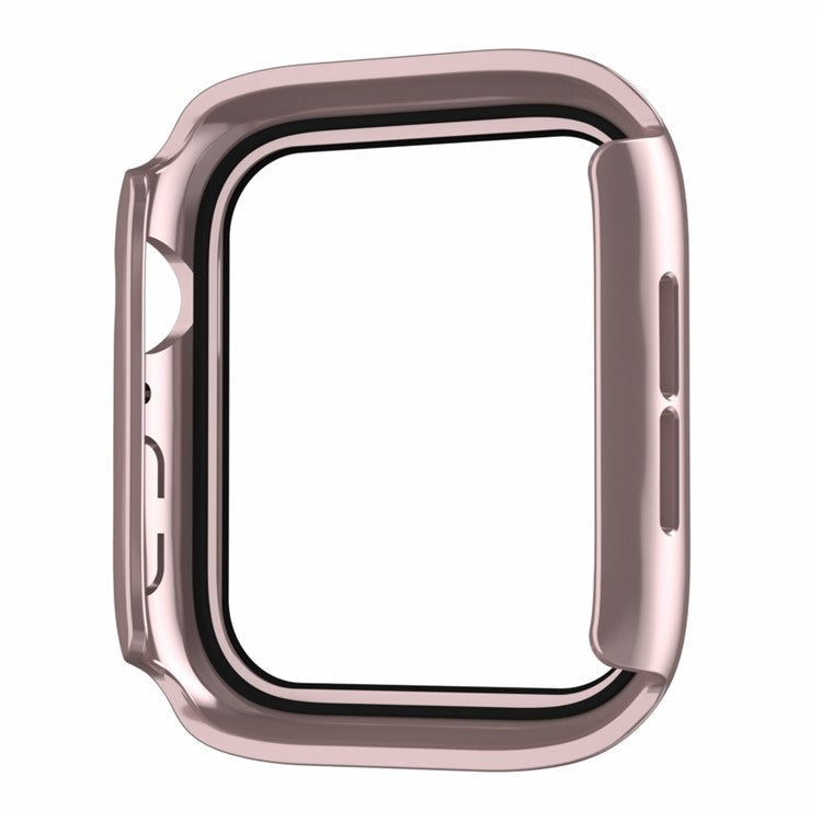 Watch Case for Apple Watch Series 4 / 5 / 6 / SE / SE (2022) 44mm , IP68 Waterproof Hard PC Cover with Tempered Glass Film - Rose Gold