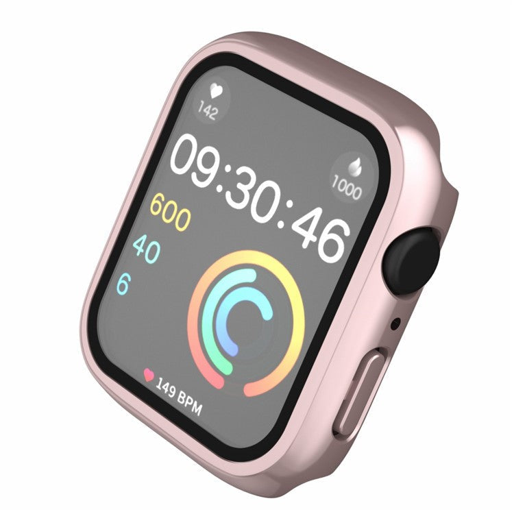 Watch Case for Apple Watch Series 4 / 5 / 6 / SE / SE (2022) 44mm , IP68 Waterproof Hard PC Cover with Tempered Glass Film - Rose Gold