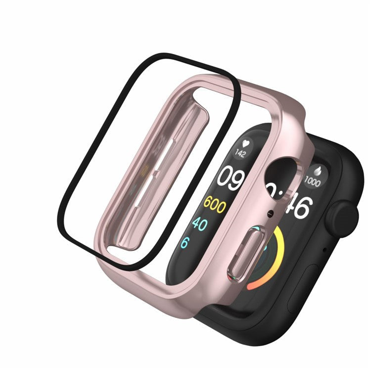 Watch Case for Apple Watch Series 4 / 5 / 6 / SE / SE (2022) 44mm , IP68 Waterproof Hard PC Cover with Tempered Glass Film - Rose Gold