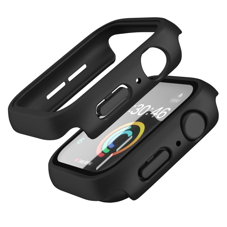 IP68 Waterproof Watch Case for Apple Watch Series 9 / 8 / 7 41mm , Tempered Glass Screen Protector PC Watch Cover - Black