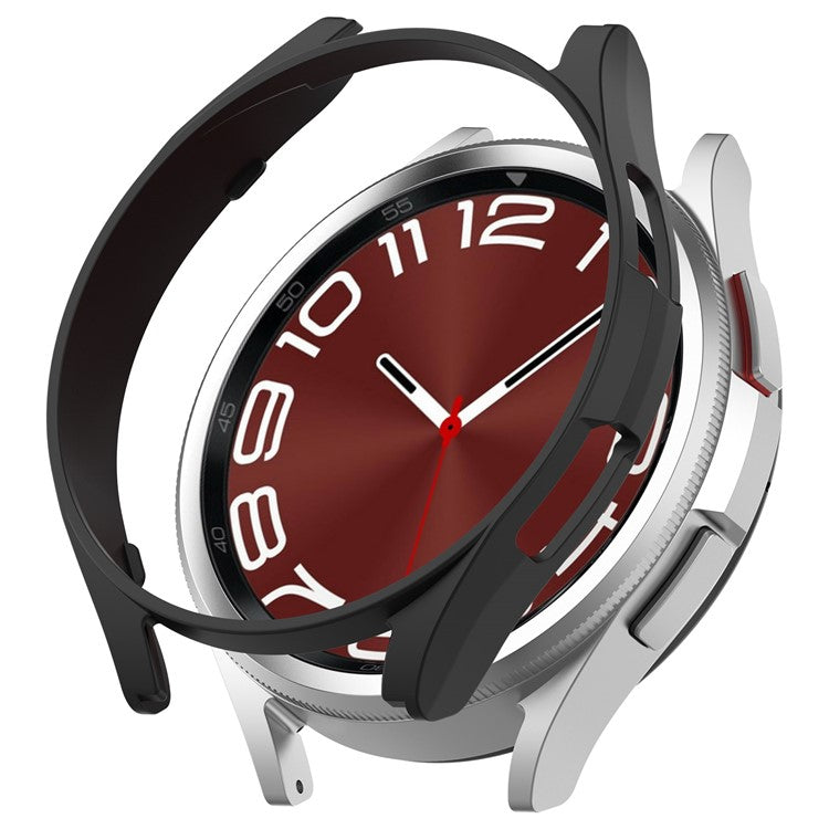 For Samsung Galaxy Watch6 Classic 43mm Hard PC Case Hollowed-out Half Wrapped Protective Cover - Black