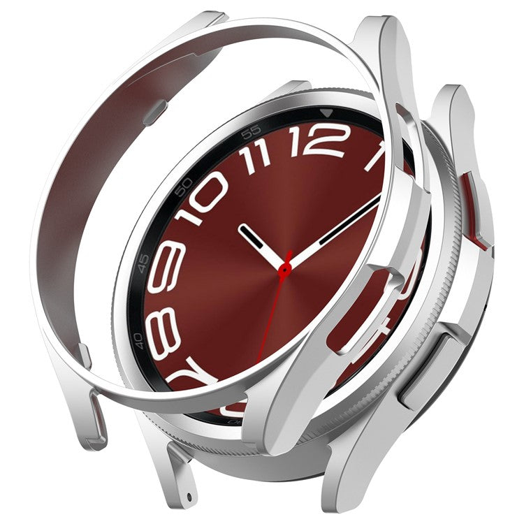 For Samsung Galaxy Watch6 Classic 43mm Hard PC Case Hollowed-out Half Wrapped Protective Cover - Silver