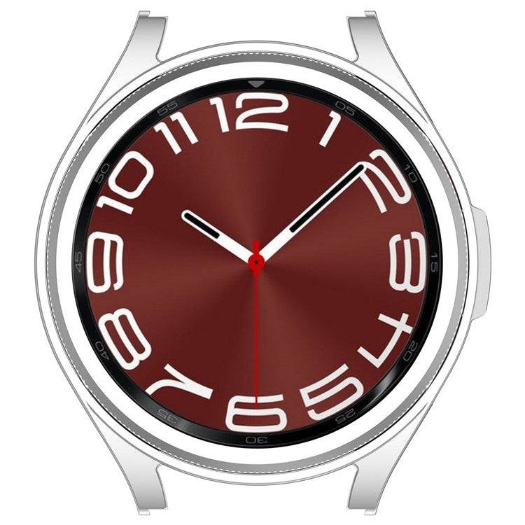 For Samsung Galaxy Watch6 Classic 43mm Hard PC Case Hollowed-out Half Wrapped Protective Cover - Silver