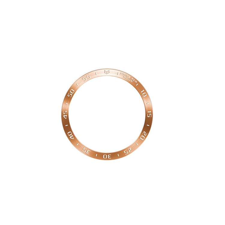 Bezel Cover for Samsung Galaxy Watch6 44mm , Stainless Steel Adhesive Bezel Ring (Type A) - Rose Gold / White Characters