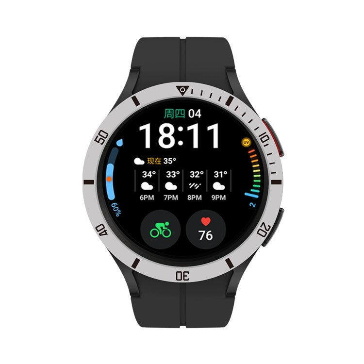 Bezel Loop for Samsung Galaxy Watch 5 Pro 45mm , Aluminum Alloy Adhesive Frame Watch Bezel Cover (Type A) - Silver / Black Characters